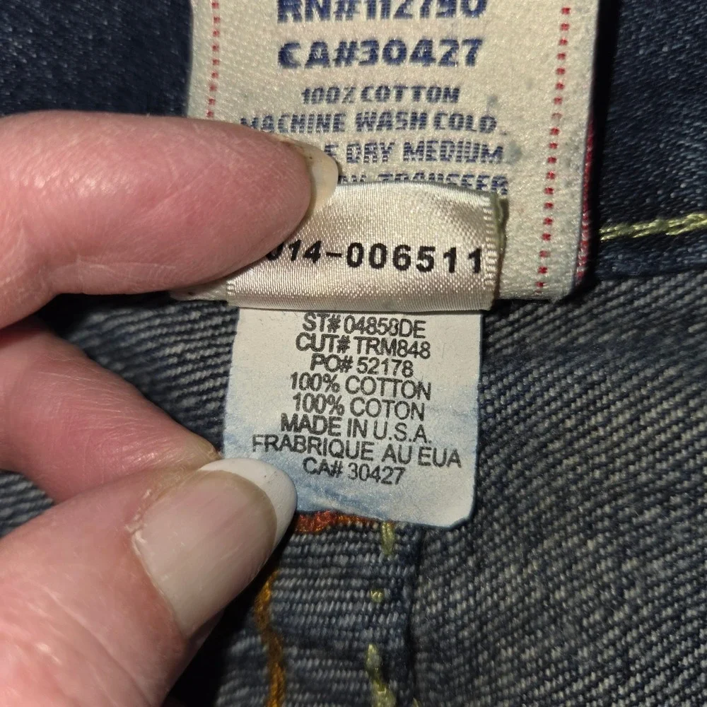 True Religion Joey Jeans Mens 40x34‎ Embroidered Dragon Distress Flare Y2K USA
